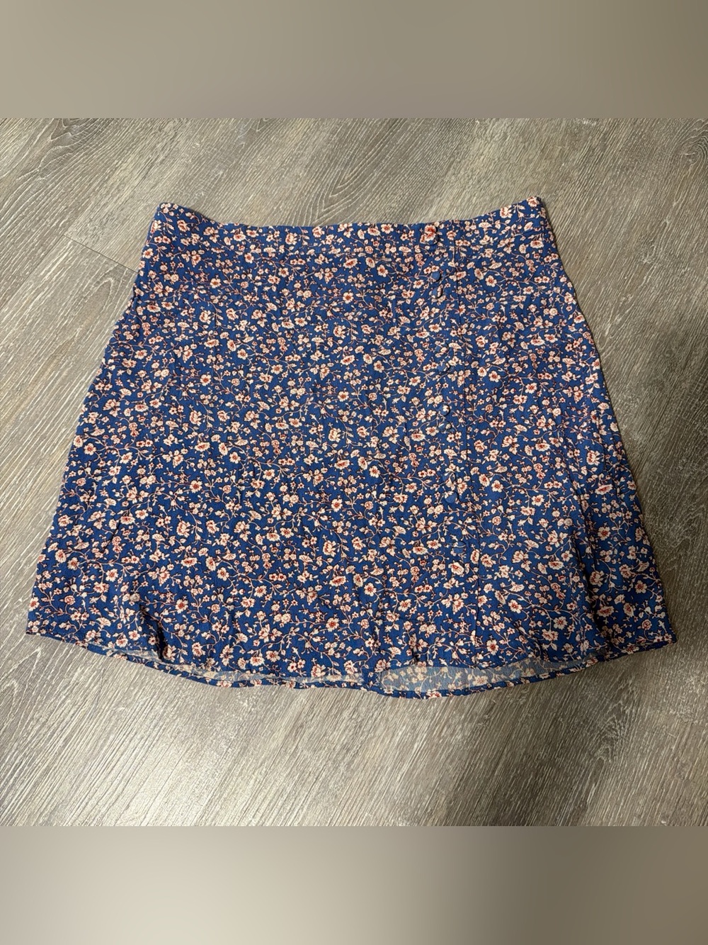 Madewell Navy Mini Skirt with Pink Floral Pattern
